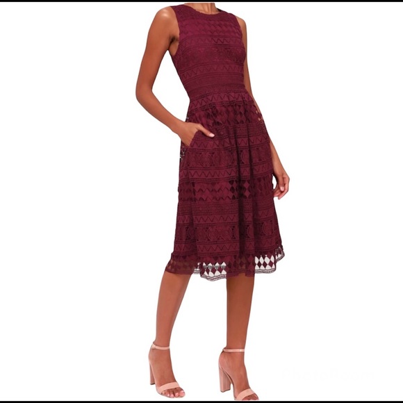 LULU's Madly in Love Lace Dress - Plum Purple - sleeveless lace fit and flare